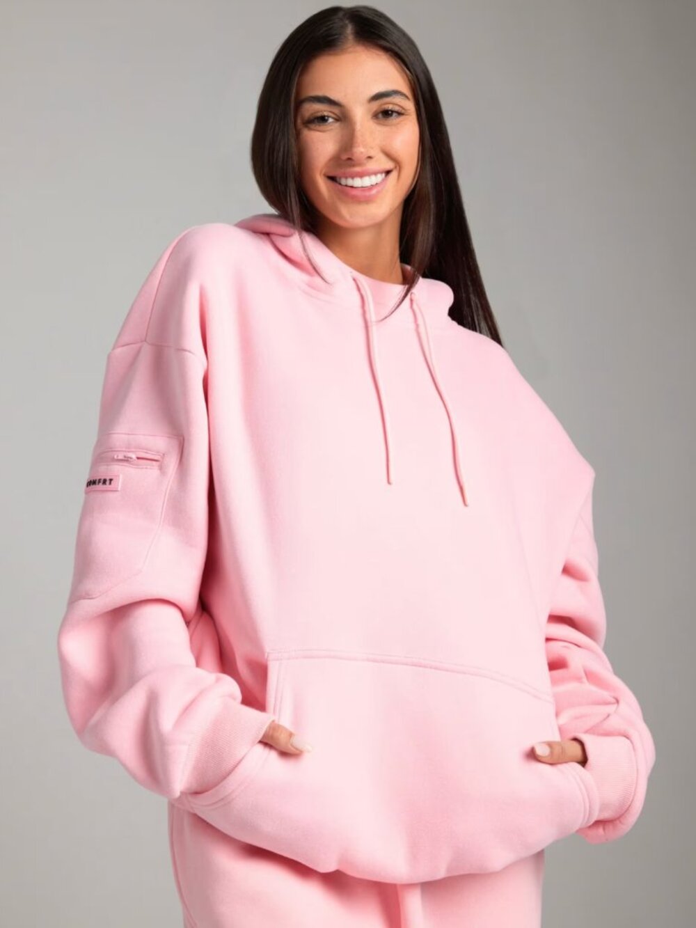 Comfrt Airplane Mode Travel Hoodie Pink